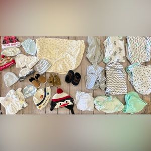 Boys shoes, swaddles, changing pad cover, etc.